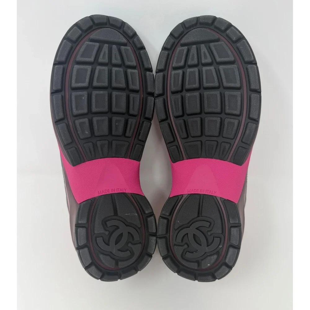 Chanel CC Low Top Trainer Sneaker Pink/Burgandy Size 8 US 38 EU